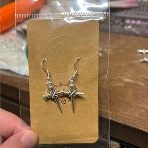 Handmade Silver Cross Dagger Earrings - Women's Jewelry
